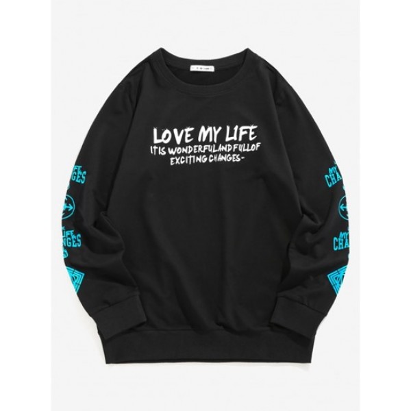 Love My Life Slogan Graphic Sweatshirt