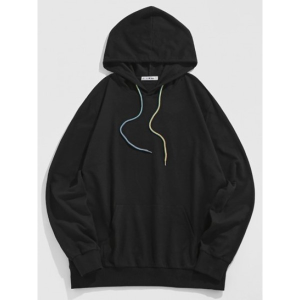 Letter Print Front Pocket Slogan Hoodie