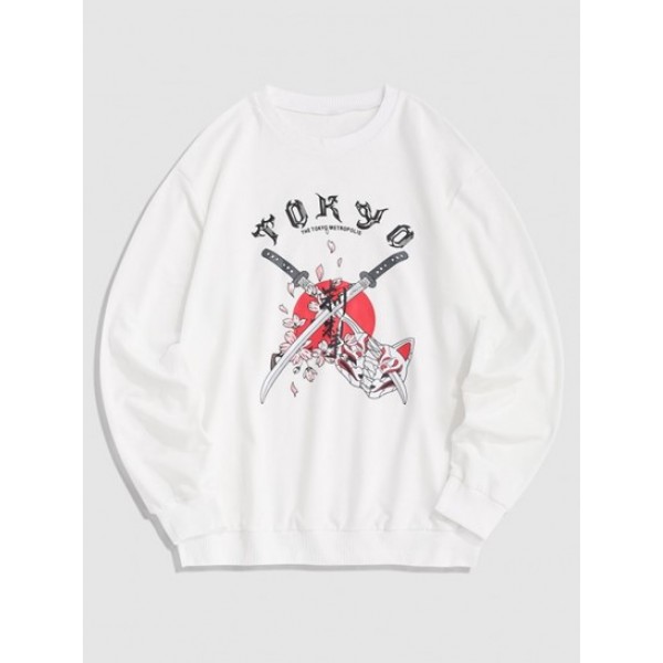 Tokyo Flower Japanese Graphic Print Sweatshirt