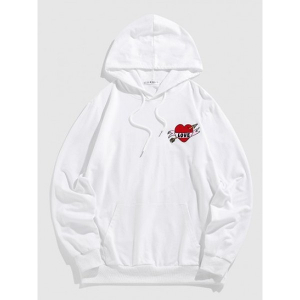 Streetwear LOVE Heart Embroidered Kangar...