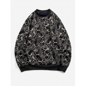 Trees Print Rib-knit Trim Fleece Sweatsh...