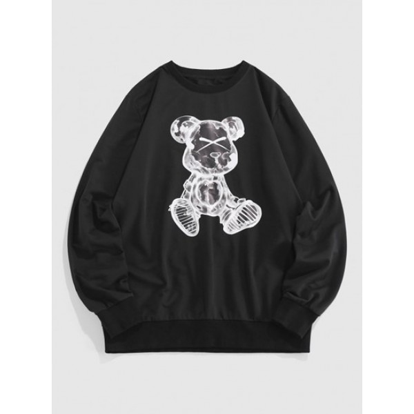 Streetwear Angry Cartoon Dog Print Sweat...