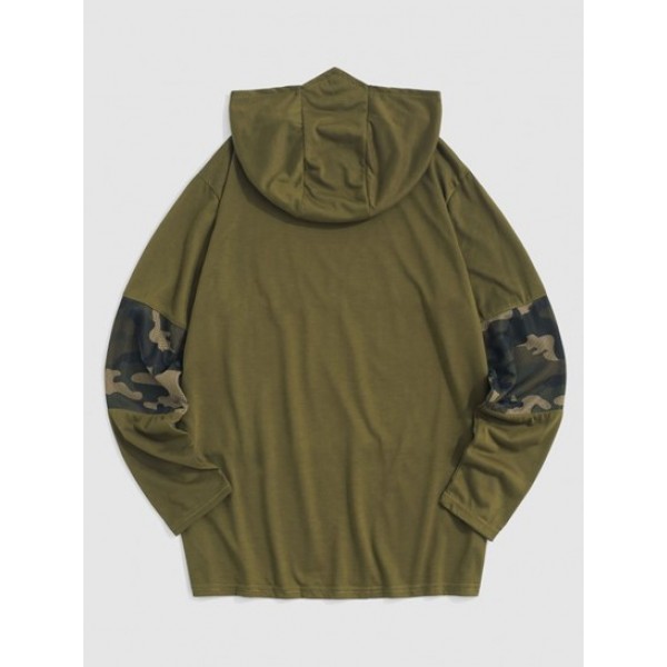 Camouflage Pattern Mesh Insert Hoodie