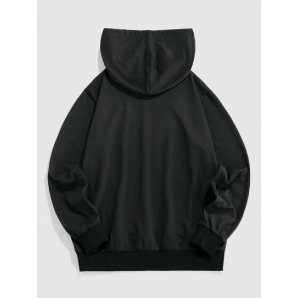 Wing Pattern Kangaroo Pocket Hoodie