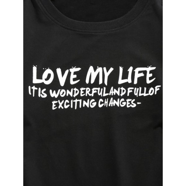 Love My Life Slogan Graphic Sweatshirt