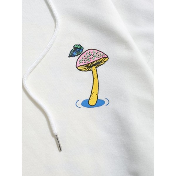 Mushroom Graphic Pouch Pocket Pullover Hoodie