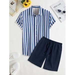 Watercolour Striped Pattern Short Sleeve...