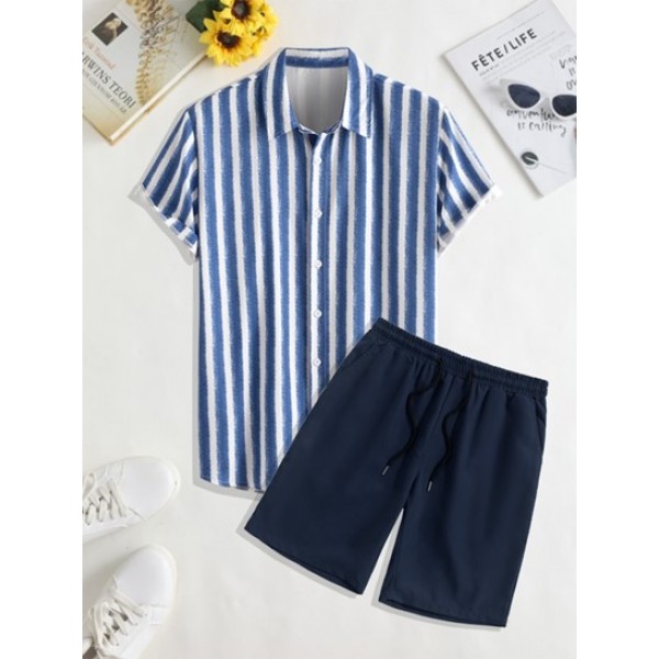 Watercolour Striped Pattern Short Sleeve...