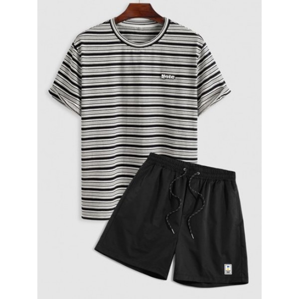 Men's Casual Striped Short Sleeves T Shi...