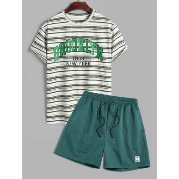 BROOKLYN Striped T Shirt With Label Desi...