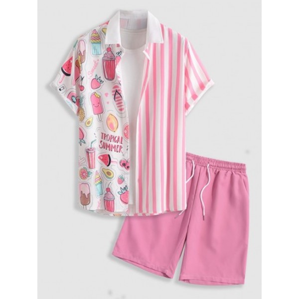 Striped And Cartoon Ice Cream Graphic Pa...