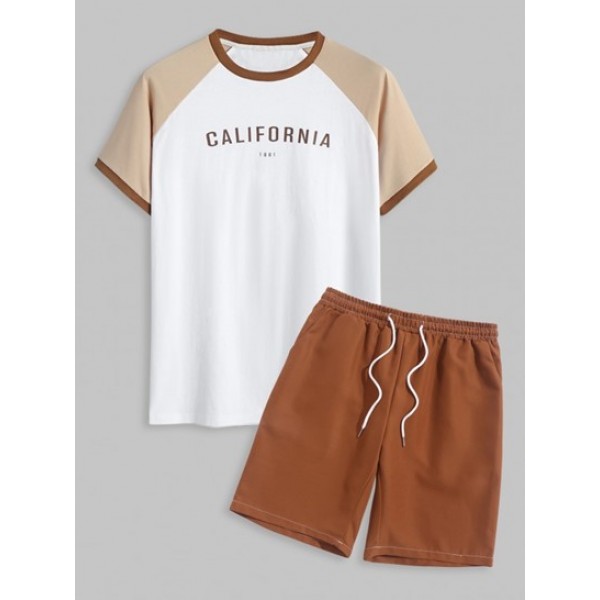 Men's CALIFORNIA Letter Raglan Short Sle...