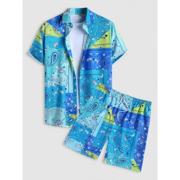 Men's Matching Paisley Coconut Tree Patt...