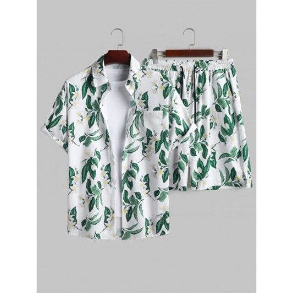 Men's Two Pieces Set Tropical Floral Pla...