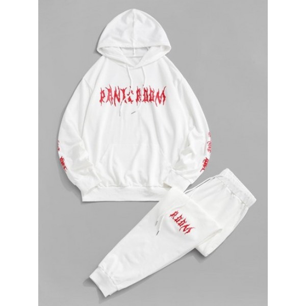 Letter Graphic Print Hoodie And Jogger P...