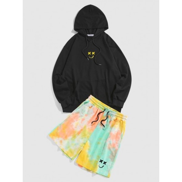 Cartoon Face Embroidered Hoodie And Tie ...