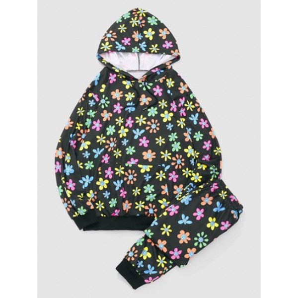 Naughty Smile Face Flower Hoodie And Pan...