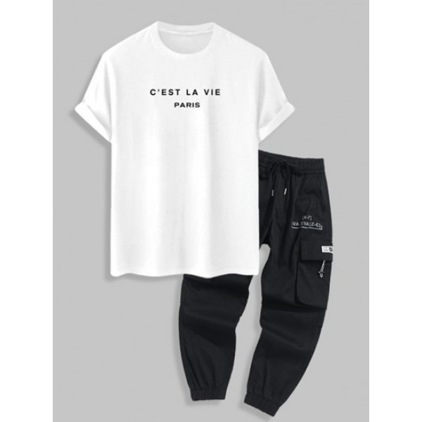 C'EST LA VIE Letter Printed Casual T-shi...