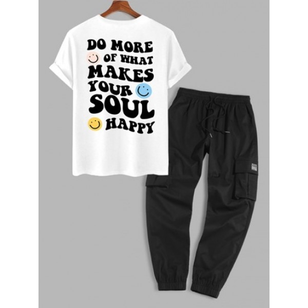 Slogan Smile Face Graphic Pattern T-shir...