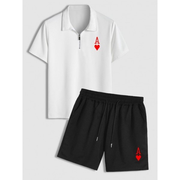 Playing Card Heart A Printed Polo Collar...