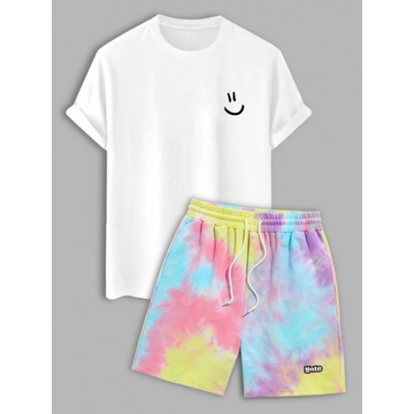 Cartoon Smile Face Printed Short Sleeves...