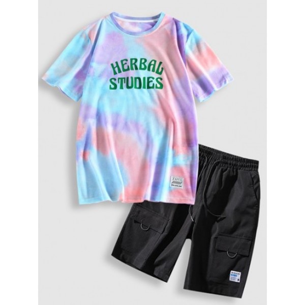 Tie Dye Letter Printed T-shirt And Lette...