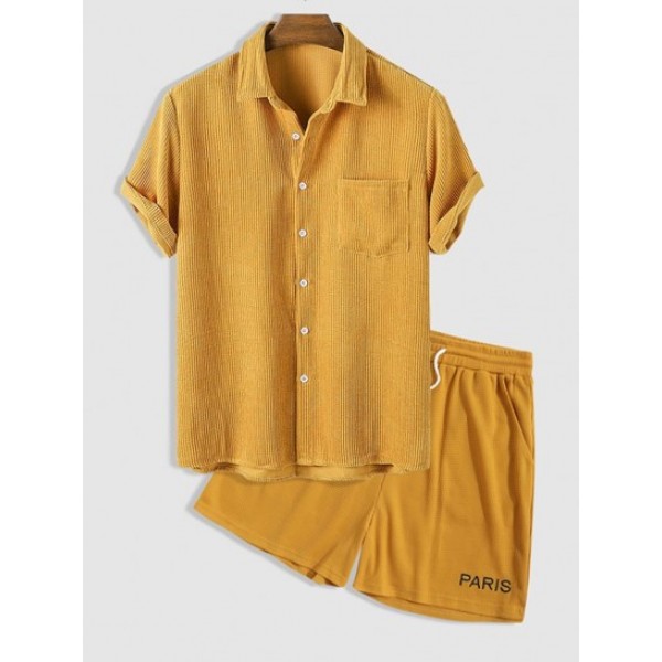 Corduroy Short Sleeves Shirt With PARIS ...