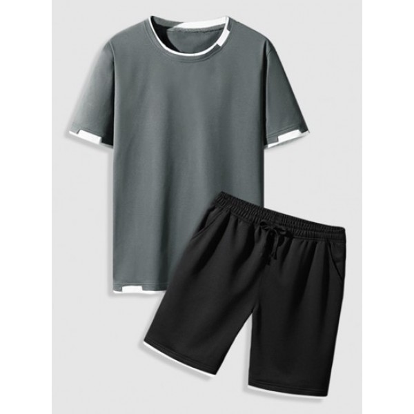 Ringer Colorblock T Shirt And Casual Sho...