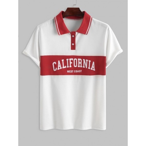 CALIFORNIA WEST COAST Polo Collared Striped Short Sleeves T Shirt With Basic Shorts Set