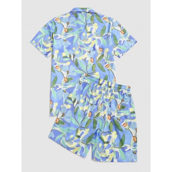 Flower Painting Vacation Shirt And Shorts Set