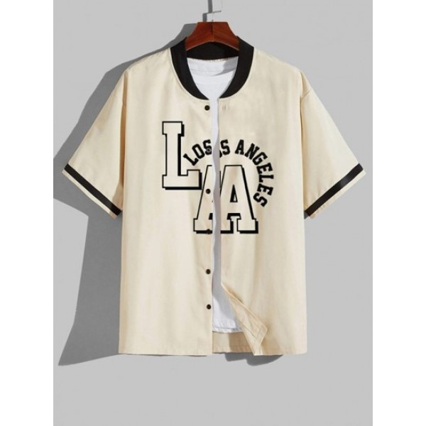 LOS ANGELES Baseball Shirt With Streetwear Cargo Pants Two Piece Set