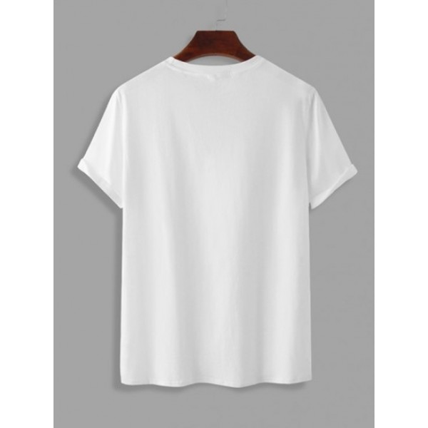Men's Short Sleeves Summer Casual Drippy Smile Face Graphic Short Sleeves Tee And Solid Color Basic Casual Shorts Set