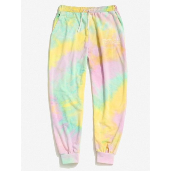 Tie Dye Letters Print Sports Two Piece Set Outfit