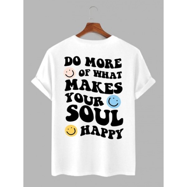 Slogan Smile Face Graphic Pattern T-shirt And Cargo Pants Streetwear Set