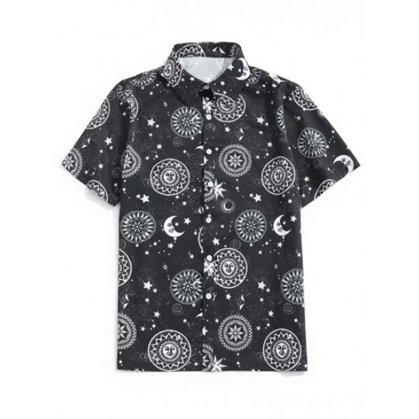 Sun Moon Star Print Shirt And Shorts Set