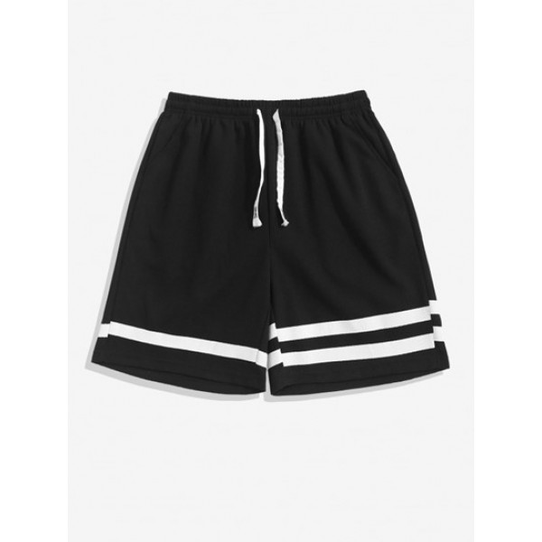 Striped Pattern T-shirt And Drawstring Shorts Set