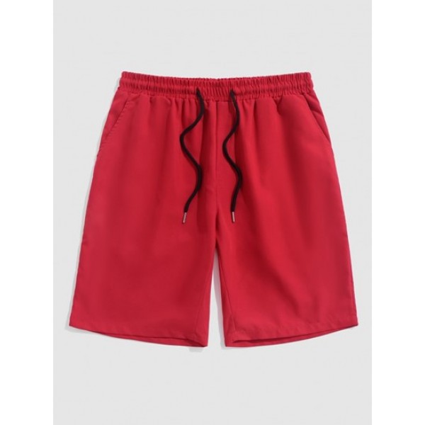 Men's Short Sleeves Summer Casual Drippy Smile Face Graphic Short Sleeves Tee And Solid Color Basic Casual Shorts Set