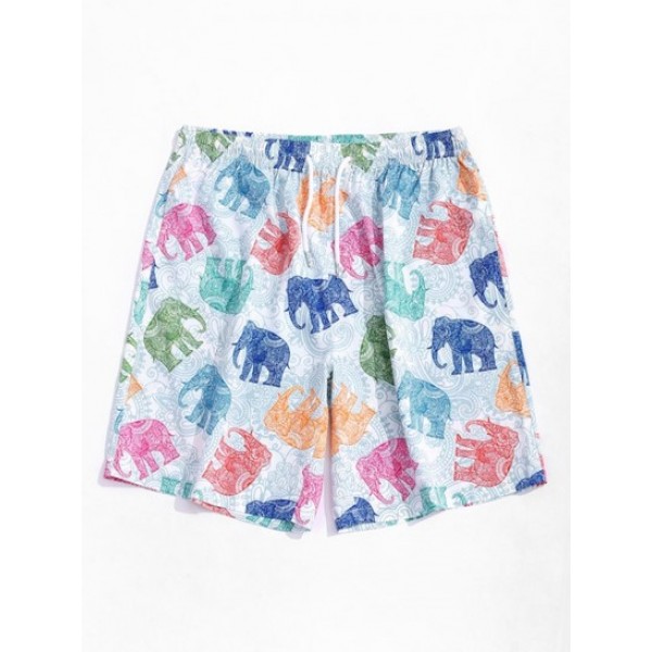 Bohemian Elephant Print Shirt And Shorts Set