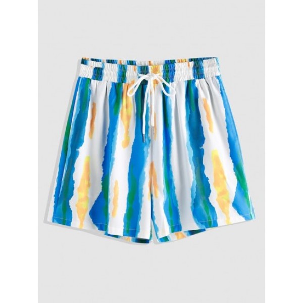 Tie Dye Stripe Shirt And Shorts Set