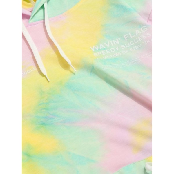 Tie Dye Letters Print Sports Two Piece Set Outfit