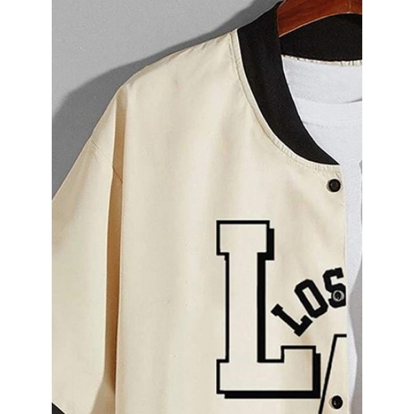 LOS ANGELES Baseball Shirt With Streetwear Cargo Pants Two Piece Set