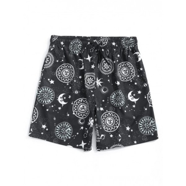 Sun Moon Star Print Shirt And Shorts Set